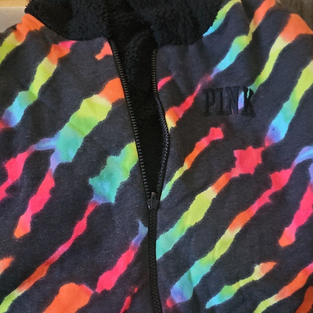 RARE PINK REVERSIBLE SHERPA Multicolor Zip-Up Hoodie.